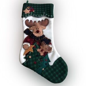 🌲 Holiday Reindeer Stocking Raised Design 17” Length